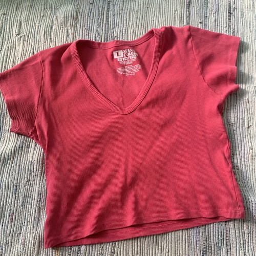 Big Bud Press Top Womens Large Many Colors Short Sleeve Cropped Tee T-Shirt Pink