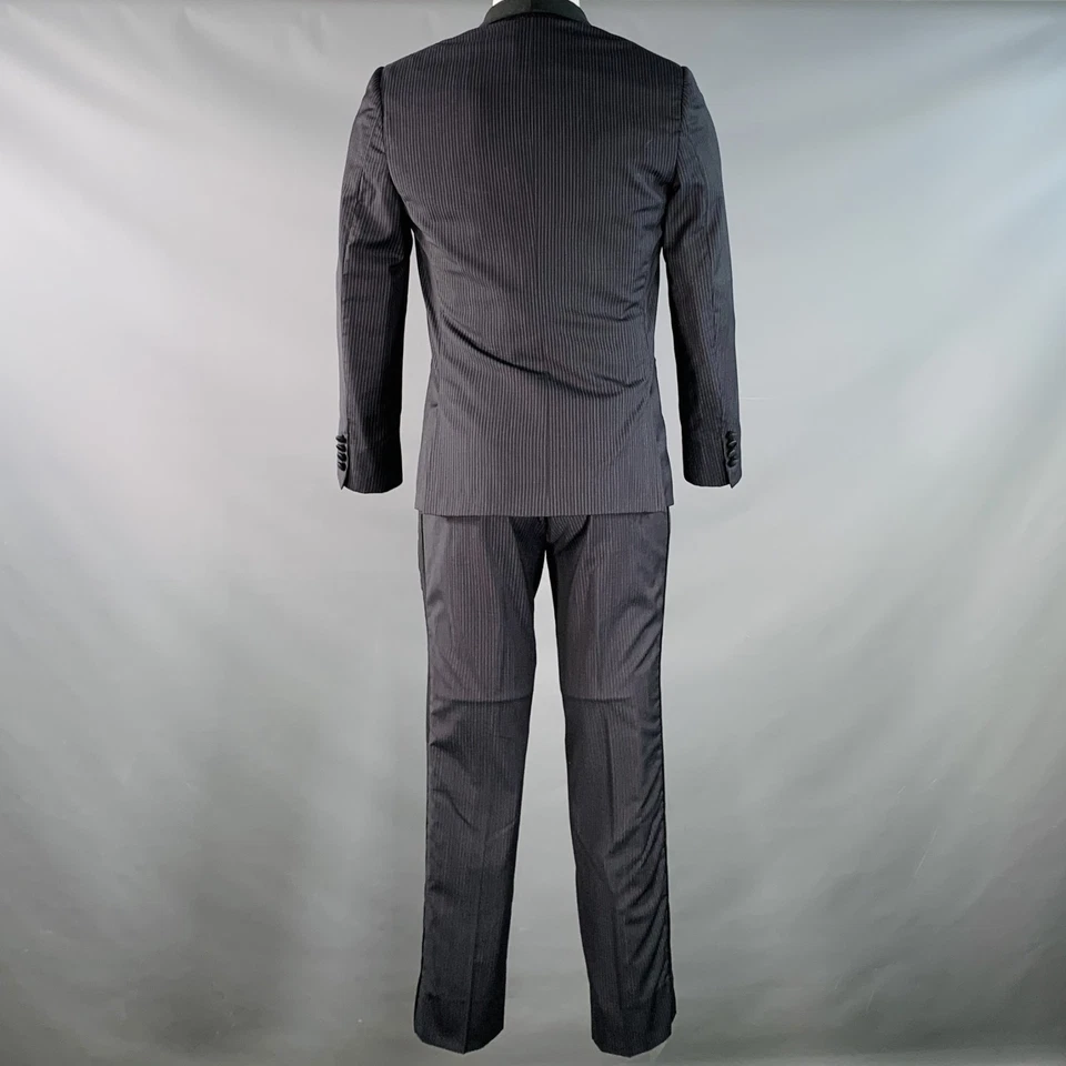 BAND OF OUTSIDERS Size 38 Regular Navy Black Stripe Wool Shawl Lapel Tuxedo - Image 3 of 4