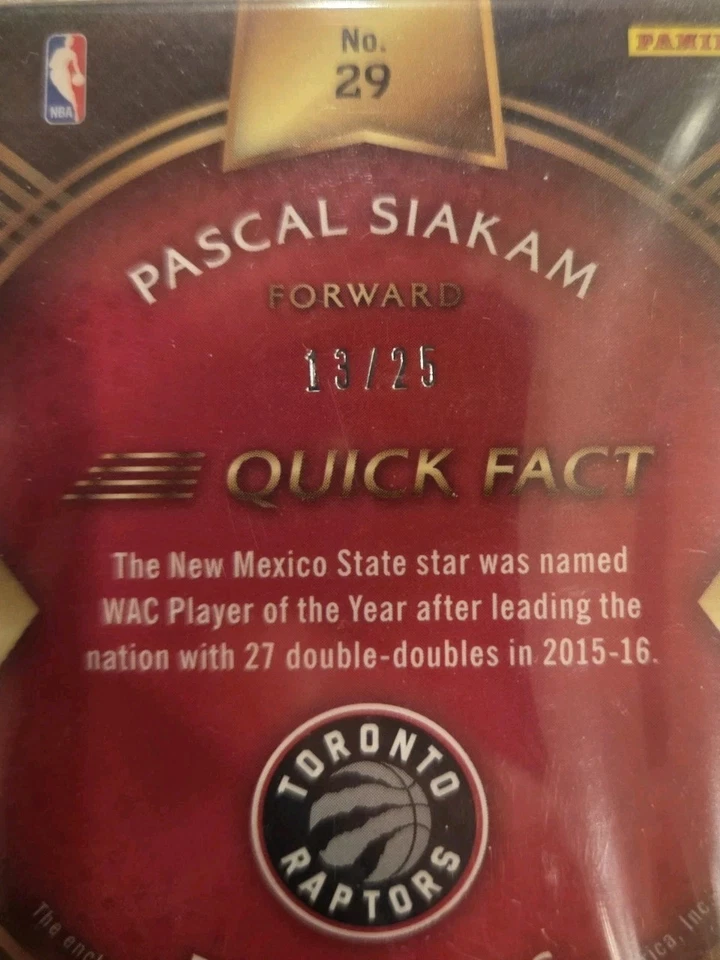 Pascal Siakam RC⚡️2016-17 Select Rookie Swatch Patch Tie Dye /25 PSA 9 MINT 📈 - Image 3 of 3