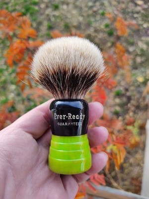 Restored Vintage Green Ever Ready 200 Shave Brush New 24mm Badger Knot 