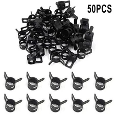 50PCS Black Hose Clips/Clamps Fuel Gas Water Pipe Self Clamping High Quality