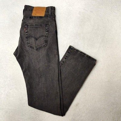 Levis 501 Jeans Mens 31x32 Gray Straight Charcoal Wash Distressed Button Fly