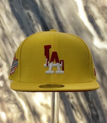 Los Angeles Dodgers New Era 59Fifty Yellow Drip 1988 World Series Hat Size 7 1/2
