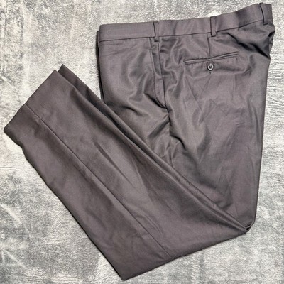 Joseph Abboud Dress Pants Men 54X/48L Black 100% Wool Flat Front Trousers
