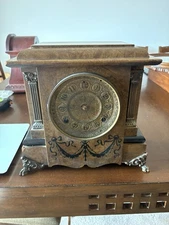 Seth Thomas 1800s Butter Scotch Mantle Clock In Working Condition Antique