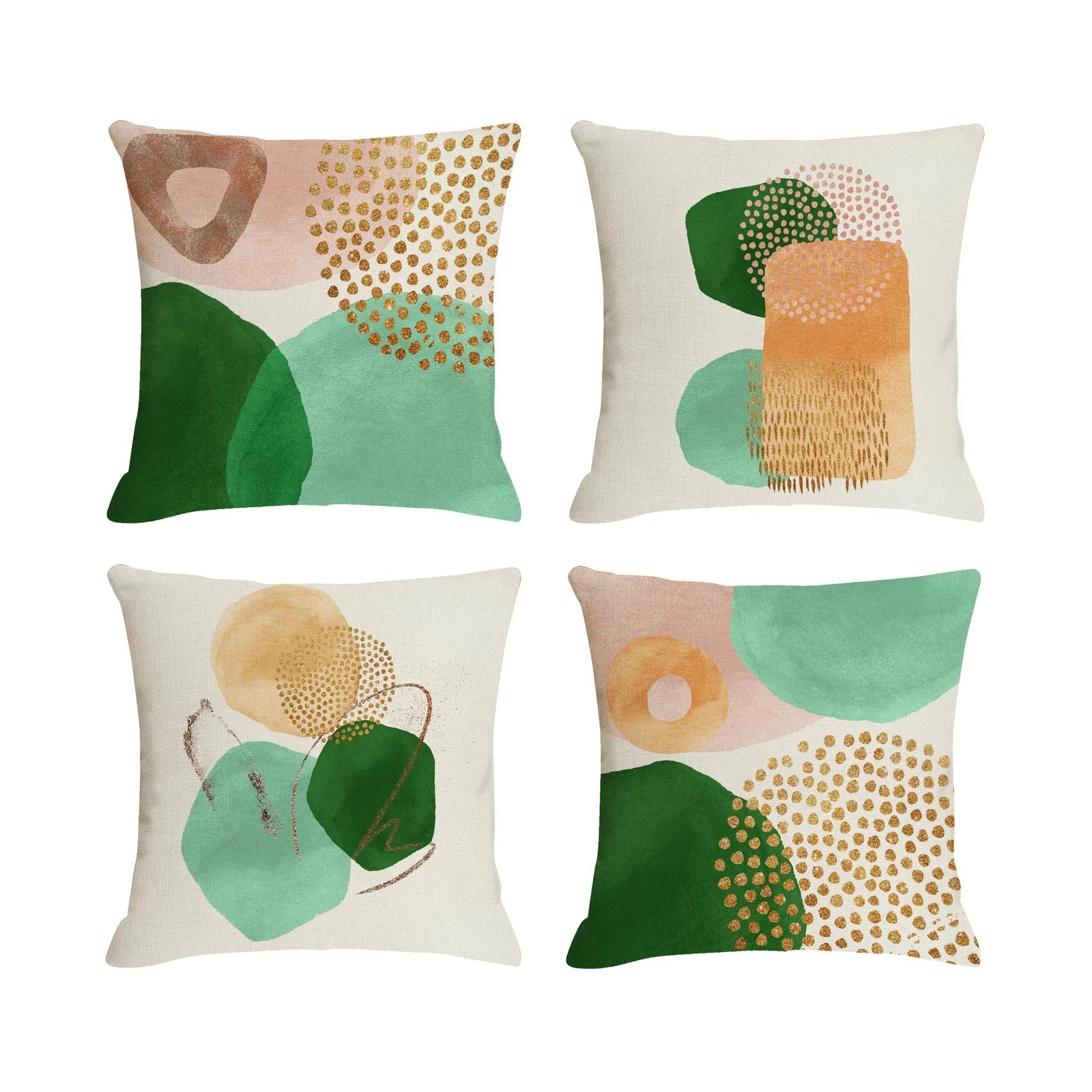 Boho Pillow Covers Set of 4 Mid Century Modern Decor Aesthetic Colorful Throw...