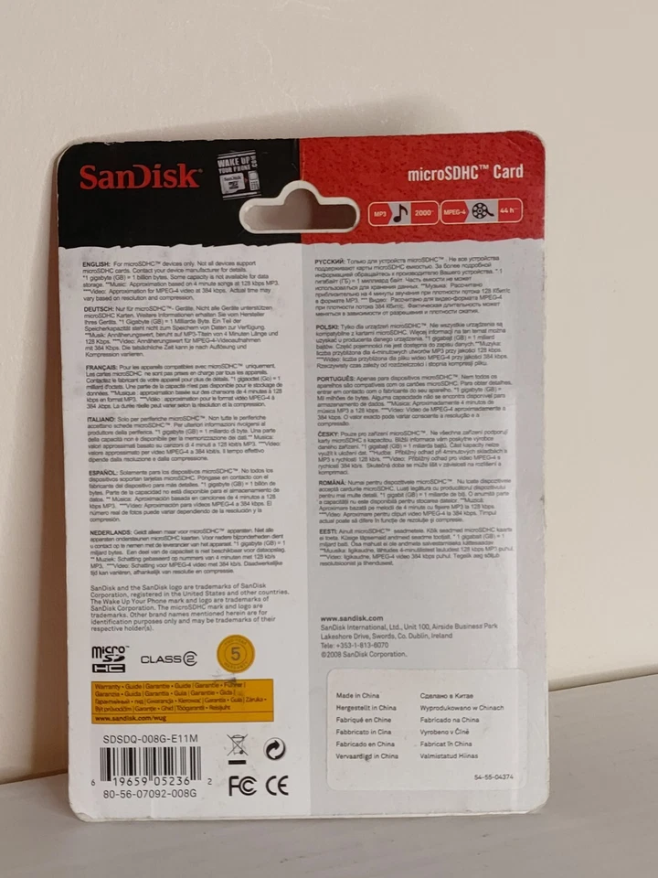 SanDisk microSDHC 8 GB Class 2 - MicroSDHC Card - (SDSDQM-008G-B35) Sealed  - Image 2 of 4