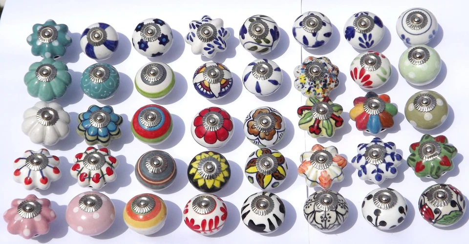 Ceramic Knob Handle Pull door drawer cupboard cabinet wardrobe porcelain chrome - Image 2 of 4