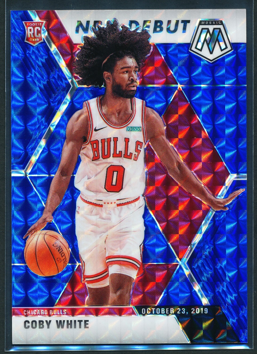 Coby White 2019-20 Panini Mosaic Blue Prizm NBA Debut Rookie RC /99 Bulls #264