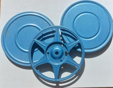 Lot Of 3 Vintage Compco Corp Blue 8mm Film Reel and Canister Movie Room Decor 5  