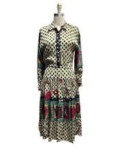 Vintage D. Frank Women's Western Rayon Colorful Artsy Swing Dress USA Made SZ 6