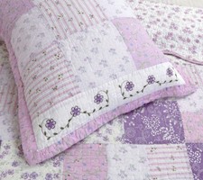 SWEET LILACS 100 Cotton QUILT SET : COZY PURPLE PINK COZY PATCH RAG FLORAL CHIC