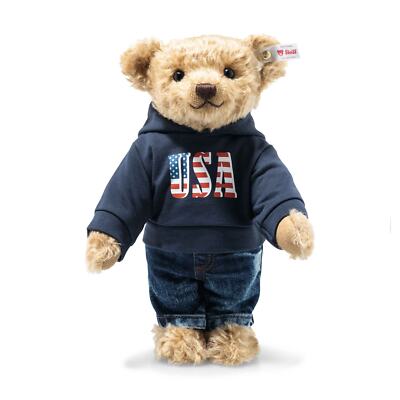 Steiff The Great American Teddy Bear with USA Hoodie Mohair Teddy Bear EAN