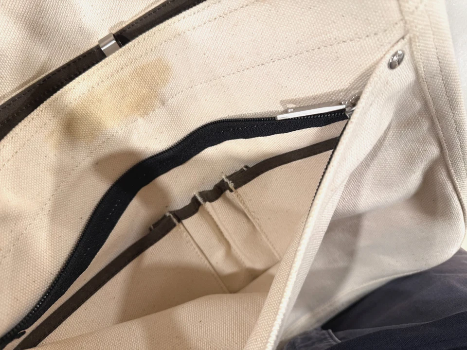 JACK SPADE Canvas Off White Raw Canvas Messenger Laptop Bag with Shoulder Strap - Image 3 of 4