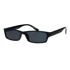Small Rectangular Frame Sunglasses Spring Hinge Unisex Black UV 400