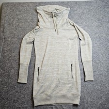 Athleta Drawstring Cowl Neck Pullover Beige Sweater Dress Women's XS