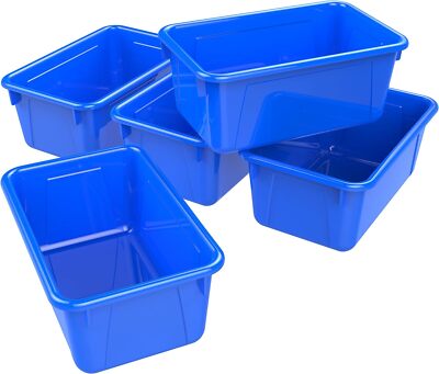 Storex Small Cubby Bins   Plastic Storage 12.2 x 7.8 x 5.1 Inches, Class Blue 
