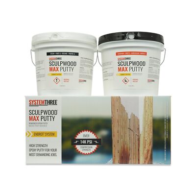 System Three SculpWood Max Putty Epoxy Wood Filler, 2 Gallon Kit
