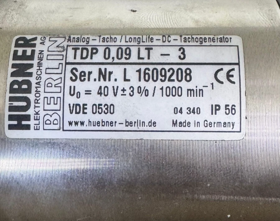 Hübner TDP 0.09 LT-3 Analog DC Tachogenerator | 40V per 1000 RPM- Germany - Image 2 of 4