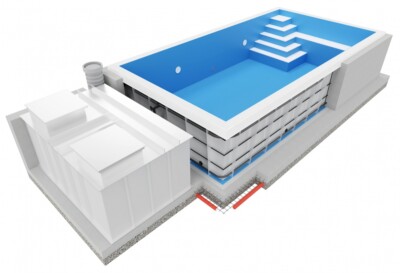 PP Überlaufpool Schwimmbecken Elite Pro 3,3x7m Infinitypool Technik Rolladen