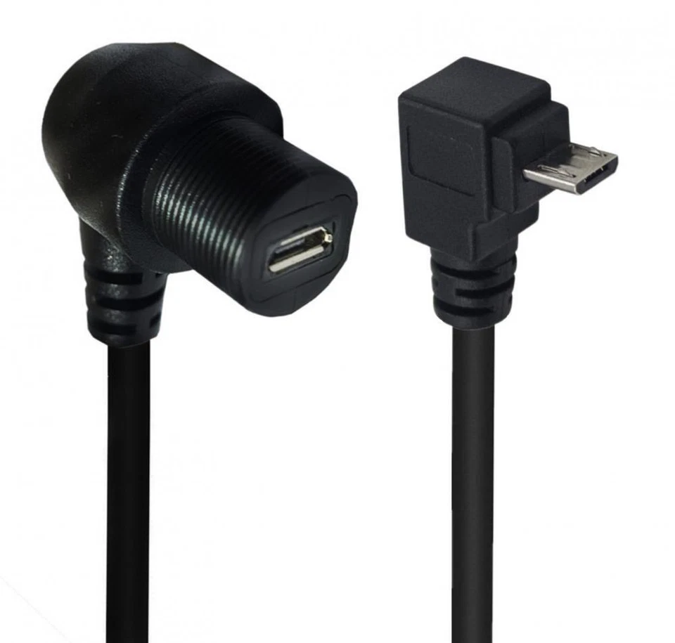 Micro USB 5Pin Flush Panel Mount Extension Cable | Up Angle Male to Female - Image 2 of 4