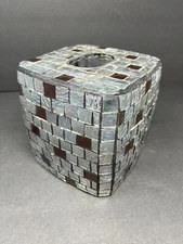 Mosaic Clear & Brown Glass Tiles Design Decorative Square Tissue Box Cover