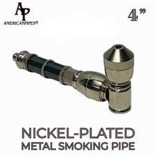 American Pipes®️ Pipa para fumar tabaco de metal niquelado de 4” + 10 pantallas de latón