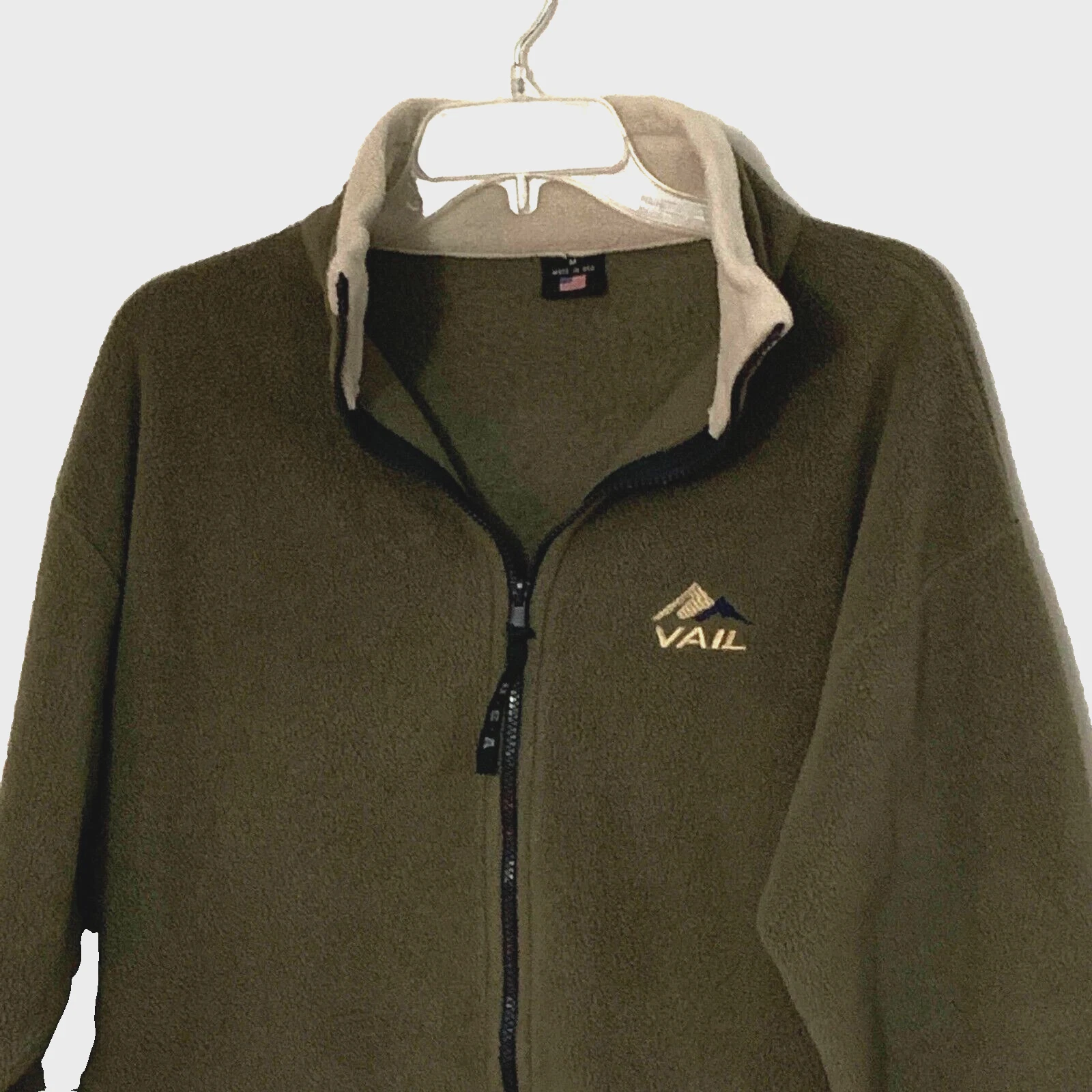 VETEMENTS Giacca in pile ricamata Vail taglia media verde made in USA Z1