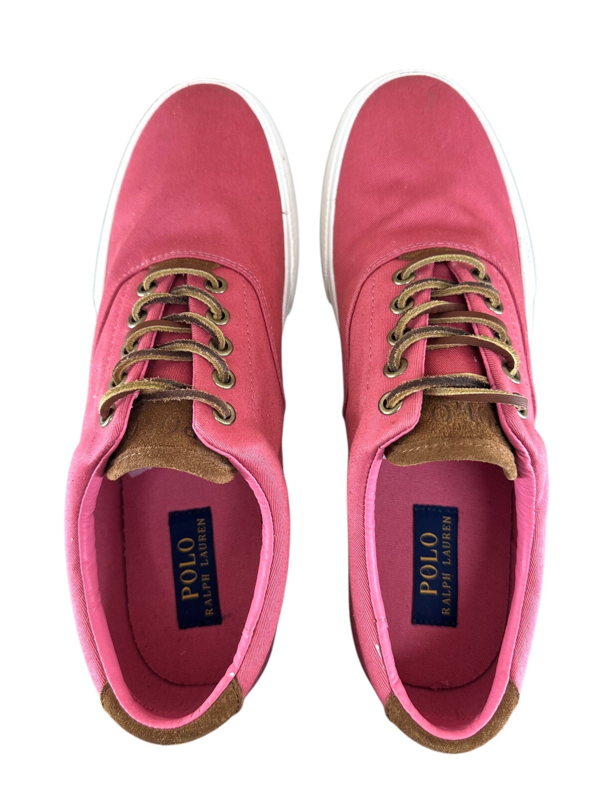 Scarpe da tennis Polo Ralph Lauren uomo 10 5 Vaughn corallo rosa marrone pony sneakers