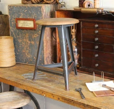 Vtg Antique Industrial Drabert German Rowac Era Stool Steel Chair Factory 1920s