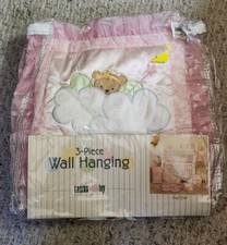 New Baby Girl Lambs Ivy Pink Tulle Baby Angel Bear Wall Hanging Set of 3