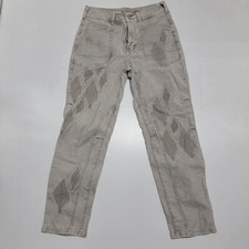 Anthropologie Pilcro Wanderer Embroidered Boho Utility Pants Sz 28 Straight Leg