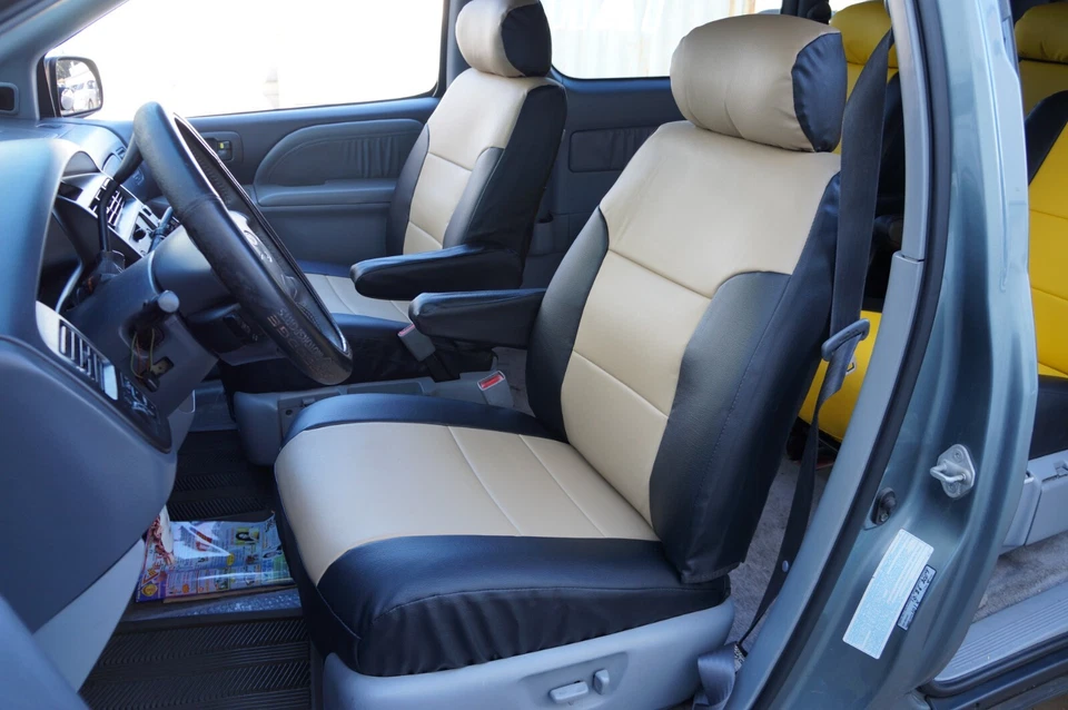 para TOYOTA SIENNA IGGEE S 1998-2003 CUERO PERSONALIZADO 2 FUNDAS ASIENTOS DELANTEROS 13 COLORES Foto 2 de 4