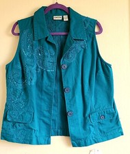 Women's - Size 2- Chico's - Fits Large - Blue Color - Collared Vest