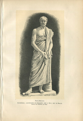 1891 Original Holzstich ''Demosthenes'' Ancient Athenian statesman & orator 