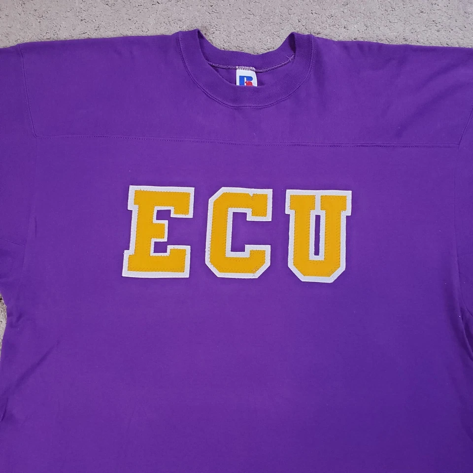Vintage East Carolina Pirates Shirt Mens XL Purple Russell Athletic ECU USA Made - Image 4 of 4
