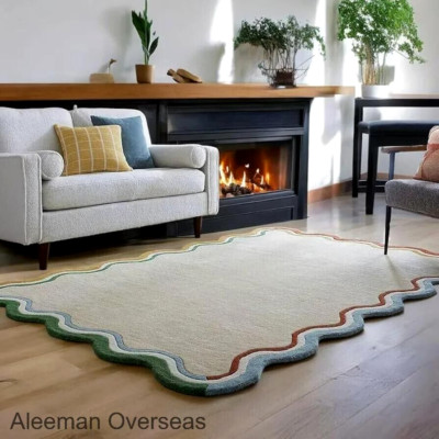 Irregular Modern Hand Tufted 100% Wool Cozy Warm Area Rugs For Home Living Room