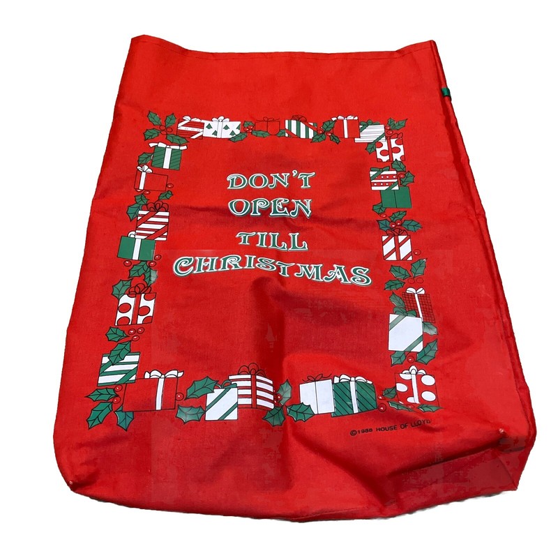 Christmas Vintage House  of Lloyd Large Canvas GIFT BAG 1988 33.5" Free S&H
