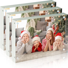 Acrylic Picture Frame 5X7, 5X7 Acrylic Frame 3 Pack Horizontal Magnet Double Si