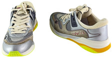 GUCCI 587242 Ultrapace Men's Sneakers in Silver Metallic Multi 8.5 - 9 US