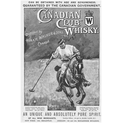 CANADIAN CLUB WHISKY von Hiram Walker & Sons viktorianische Werbung 1894