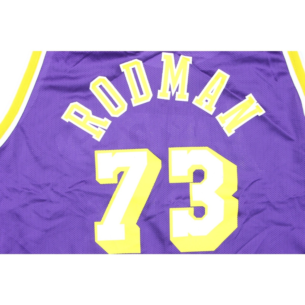 Vintage LA Lakers 73 Dennis Rodman Purple Champion NBA Jersey 48