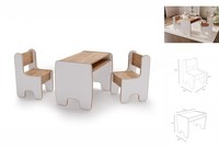 Timi Kindertisch Mit 2 StüHlen Weiß Und Eiche Craft Gold Kinder Sitzgruppe