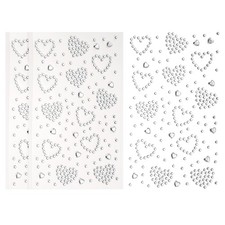 3Sheets Heart Gem Sticker, Face Gem Stickers, Silver