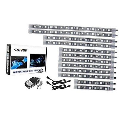 12Pcs Motorcycle Light Kit Strips Multi-Color Accent Glow Neon Ground Effect
