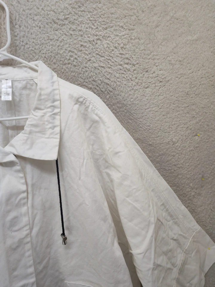 Женская куртка Marla Wynne 2X мягкая белая 100% хлопок застежка спереди обычный крой - Изображение 3 из 4