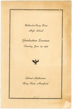 1938 Bethesda-Cevy Chase High School Maryland Graduation Program #KI