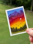 ACEO #109 Watercolor  Tree Landscapr Sky , Hand Painted. Art Trading Card — photo 2