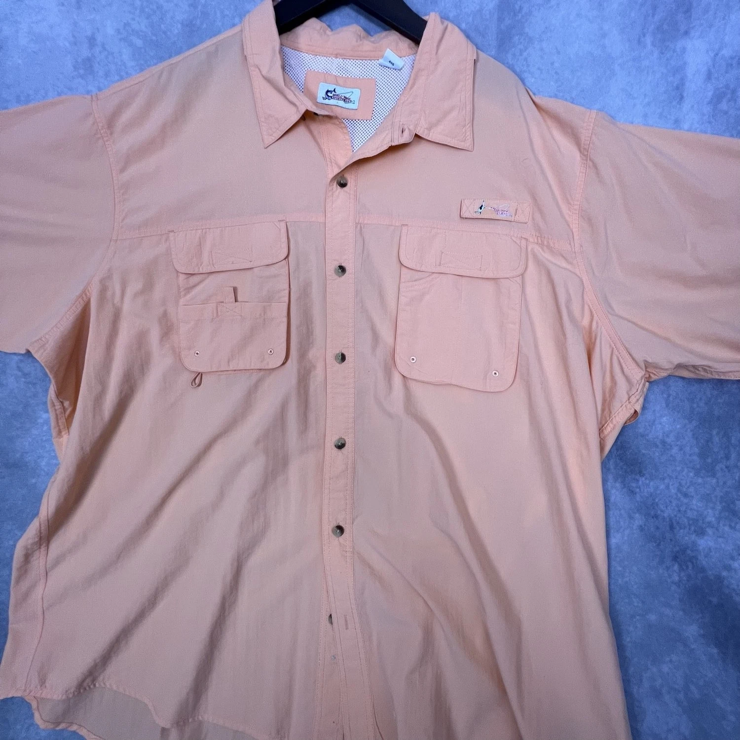 Worldwide Sportsman Men’s 4XL Orange Peach Vented Short Sleeve Fishing Shirt