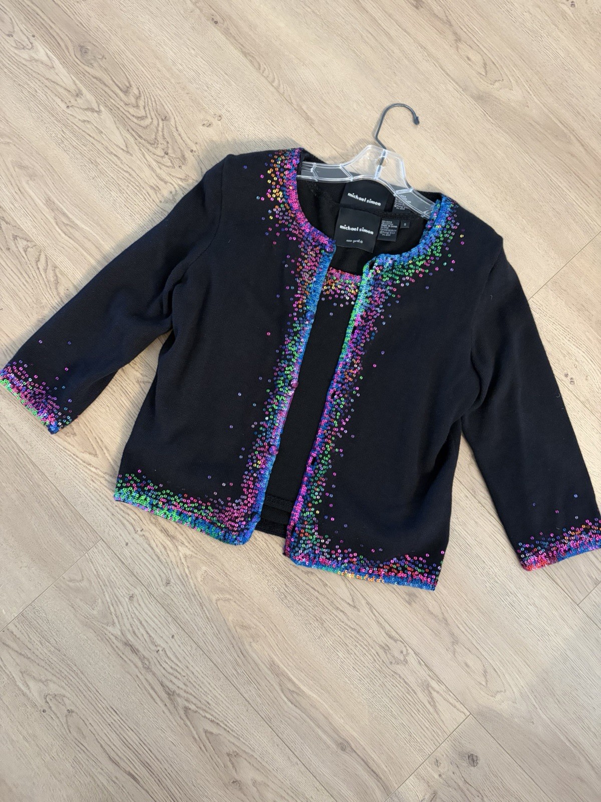 MICHAEL SIMON | Designer Multicolor Sequin Cardig… - image 1